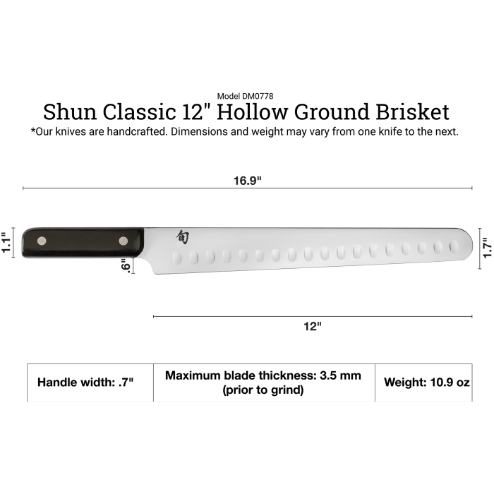 Cutlery Shun Classic 12" Hollow Ground Brisket Knife with Saya