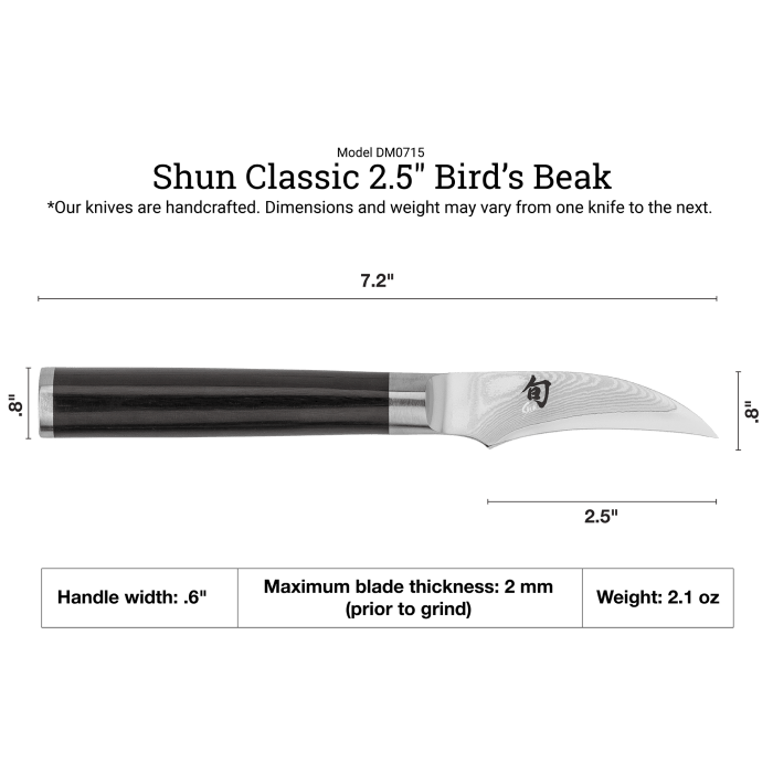 Cutlery Shun Classic 2.5" Birds Beak Knife