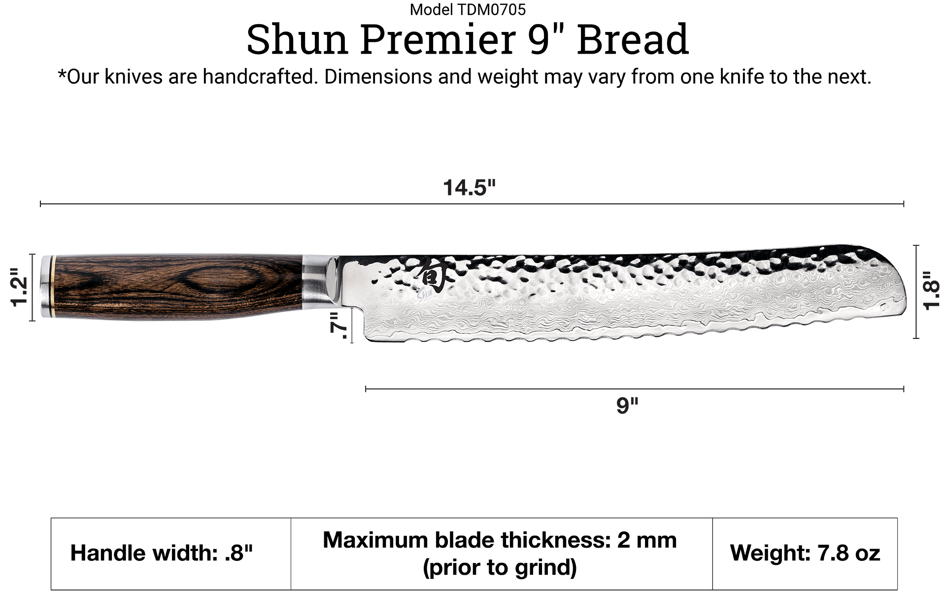 Cutlery Shun Premier Bread Knife, 9"
