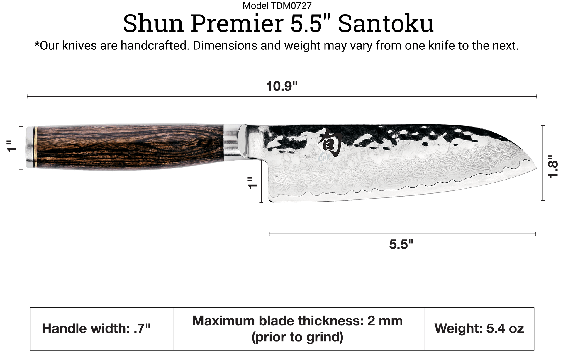 Cutlery Shun Premier Santoku, 5.5"
