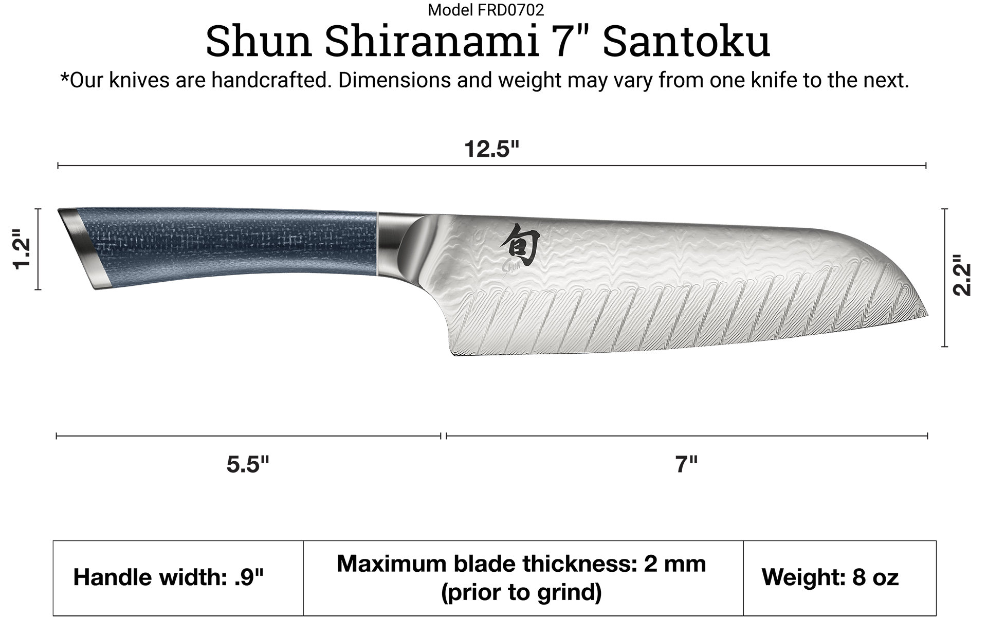 Cutlery Shun Shiranami 7" Santoku Knife