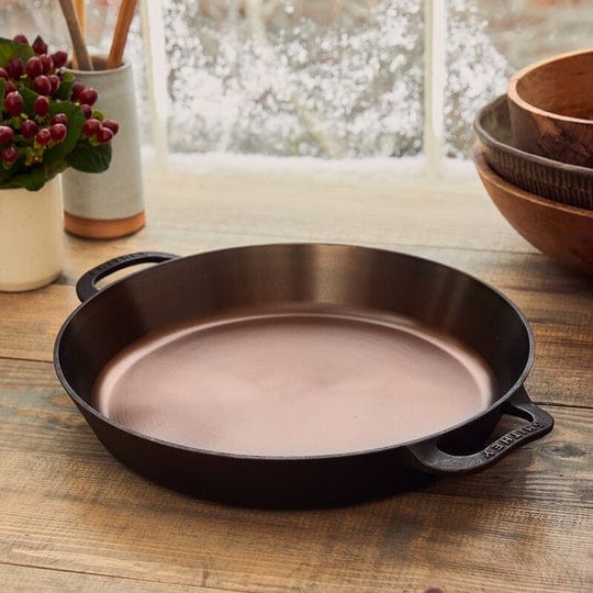 Cookware Smithey Ironware Dual Handle 14" Skillet - Polished Cast Iron Frying Pan for Roasts, Frying, Barbeque and More - Made in USA