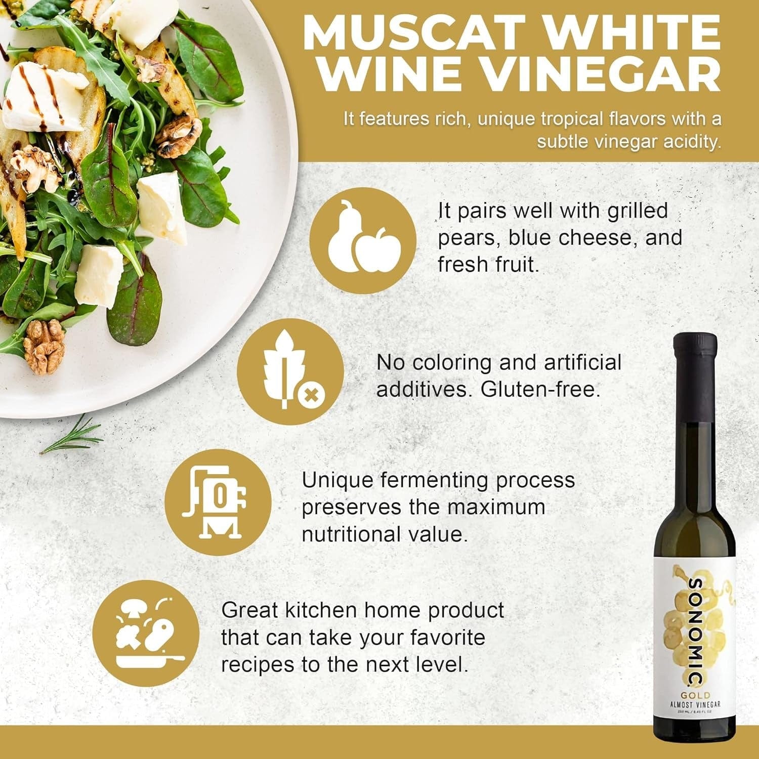 Food Sonomic Almost Vinegar, Gold (Muscat)