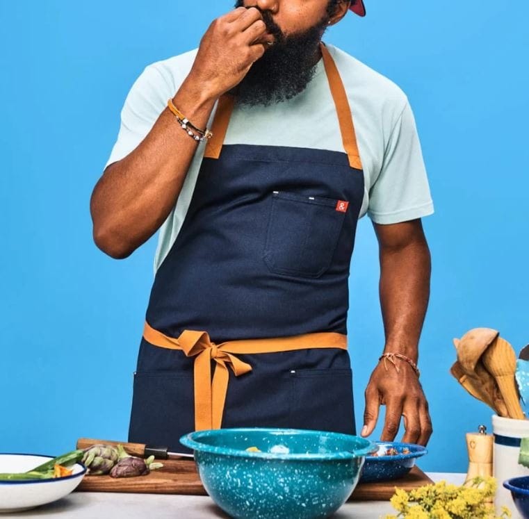 Linen Toque Blanche Apron, Navy