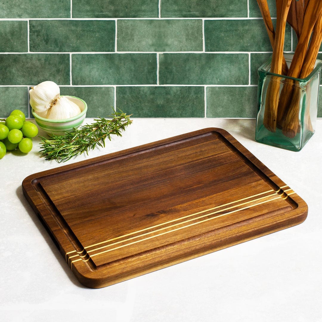 Cutting Boards Totally Bamboo - Acacia Pinstripe Cutting Board with Juice Groove - 14"x11"