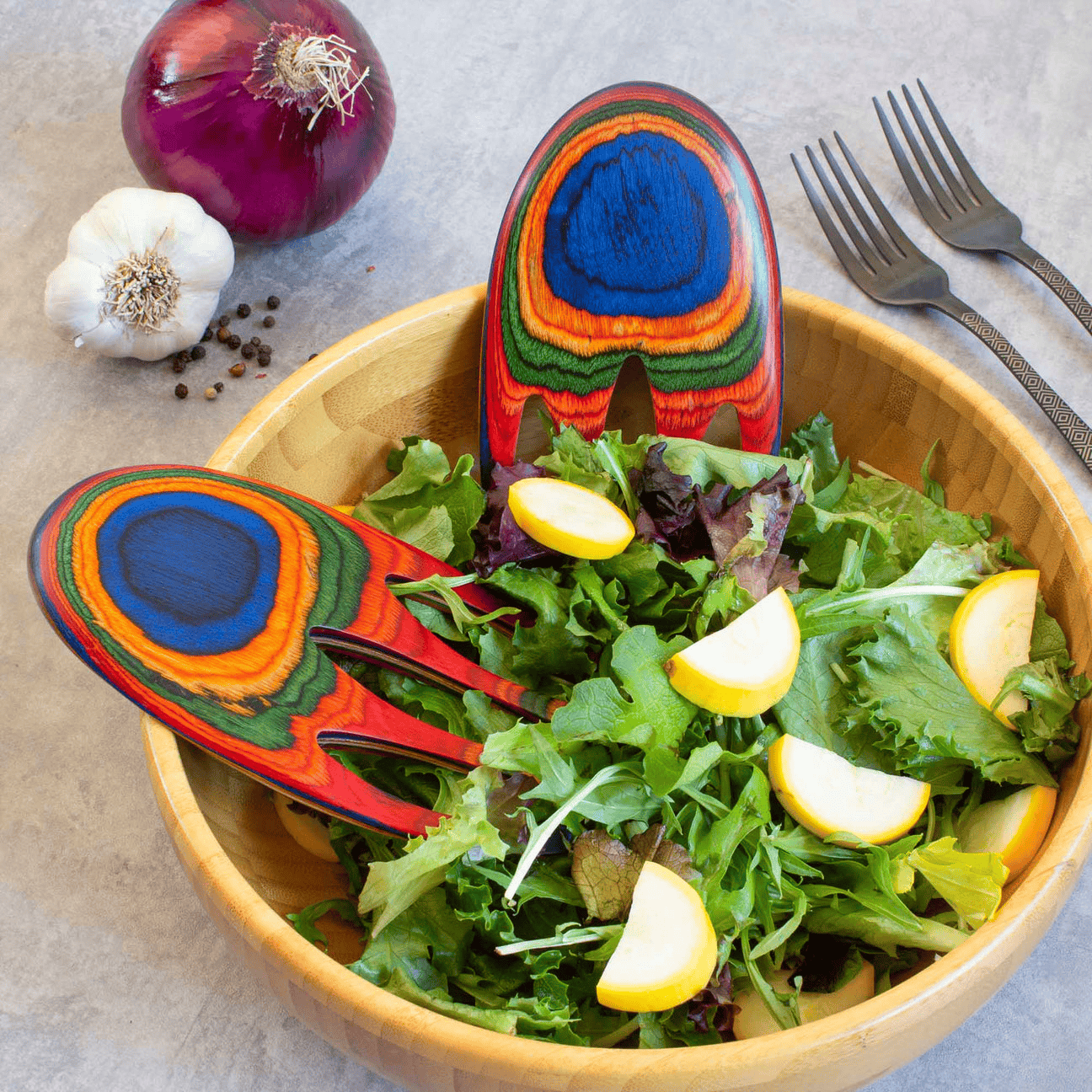 Table & Counter Accessories Totally Bamboo Marrakesh Salad Hands Serving Set