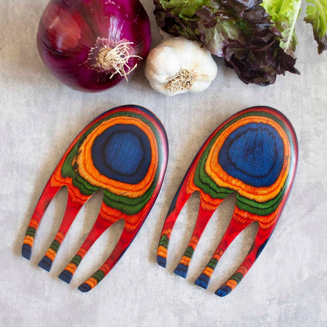Table & Counter Accessories Totally Bamboo Marrakesh Salad Hands Serving Set