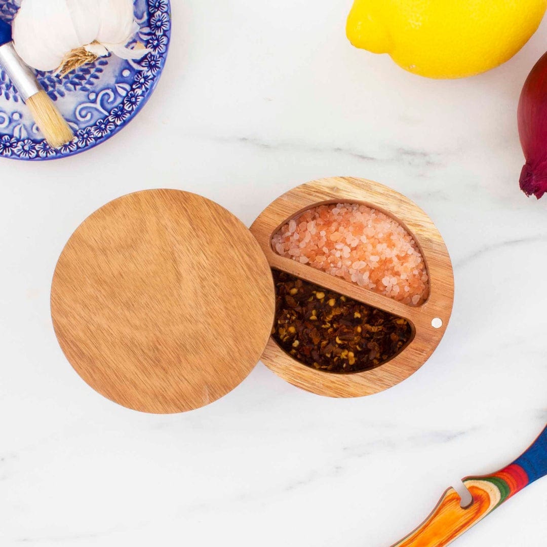 Table & Counter Accessories Totally Bamboo - Rock & Branch Acacia Duet Salt Cellar - 7oz.