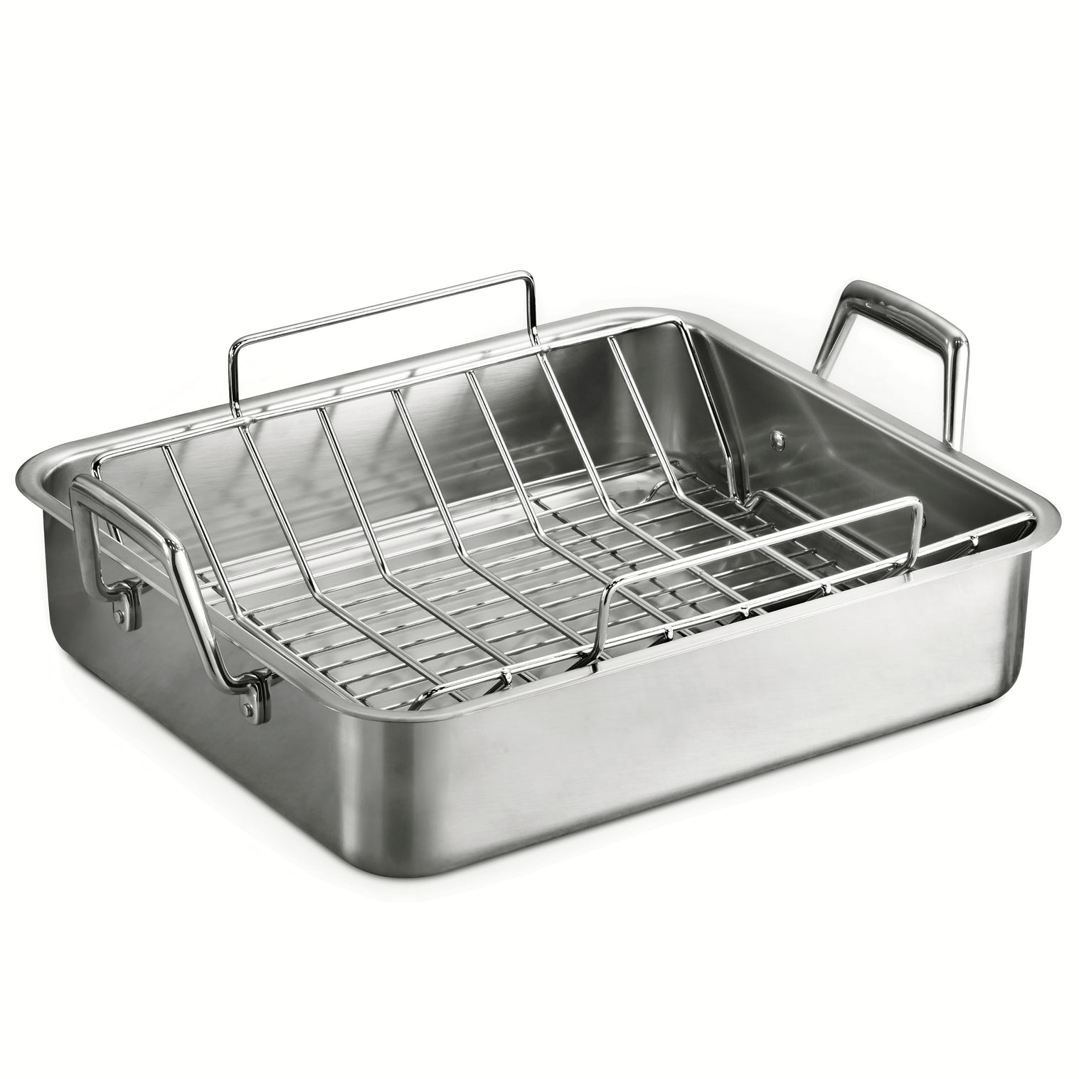 Cookware Tramontina Prima Stainless Steel Deep Roasting Pan with Basting Grill & V-Rack - 16.5in"