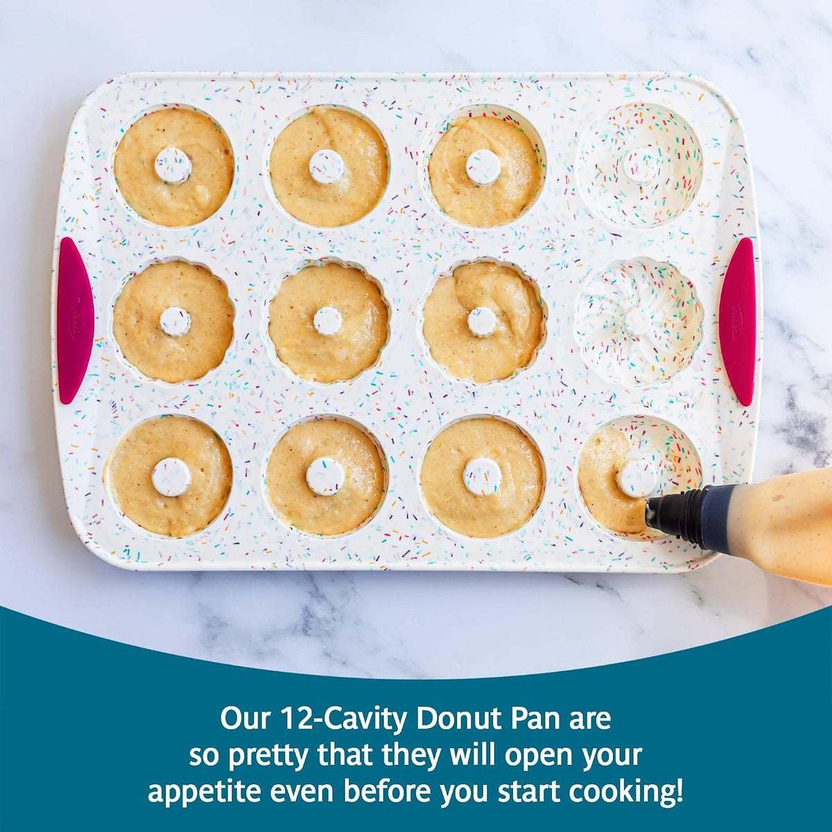 Bakeware Trudeau Structure Silicone 12-Count Donut Pan, Confetti