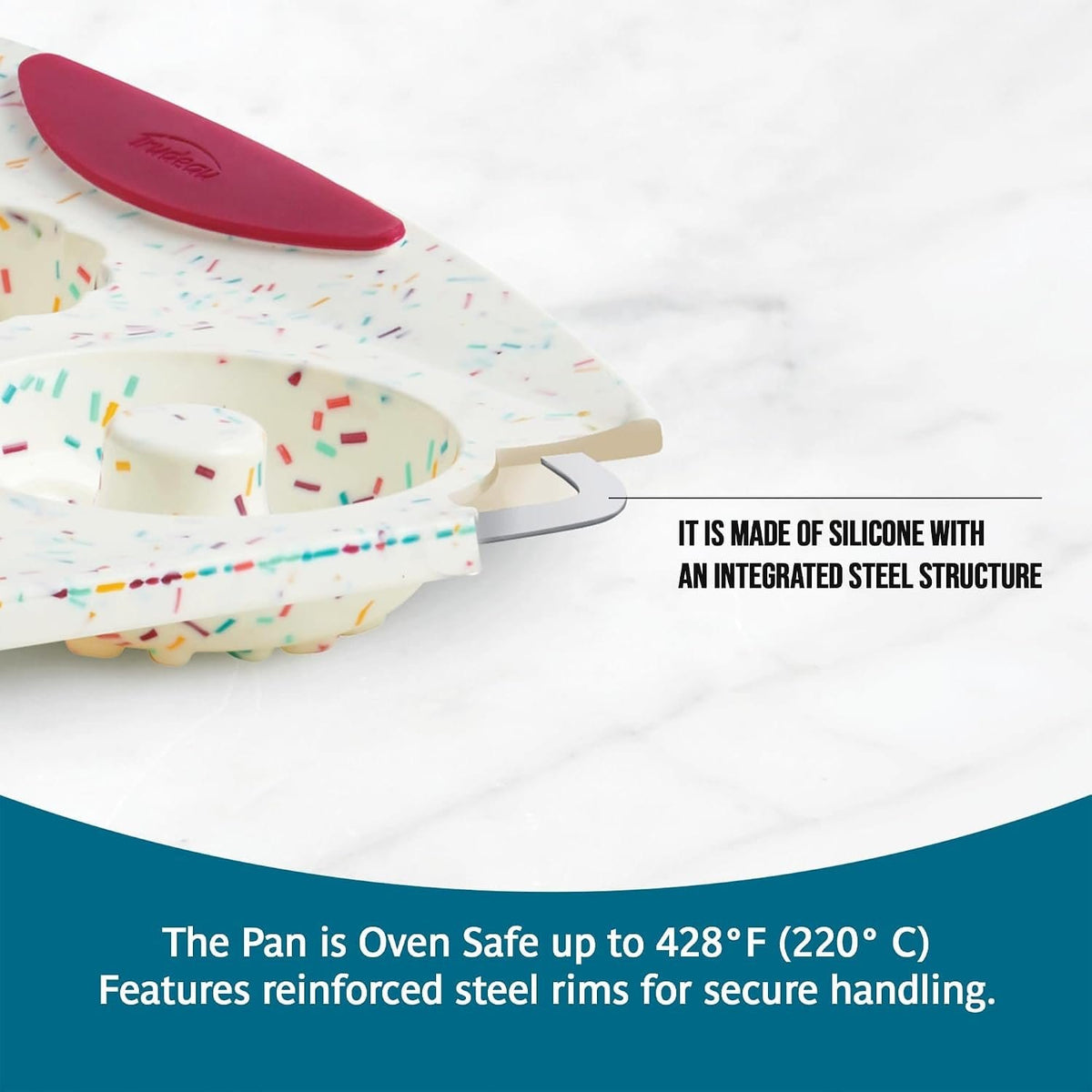 Bakeware Trudeau Structure Silicone 12-Count Donut Pan, Confetti