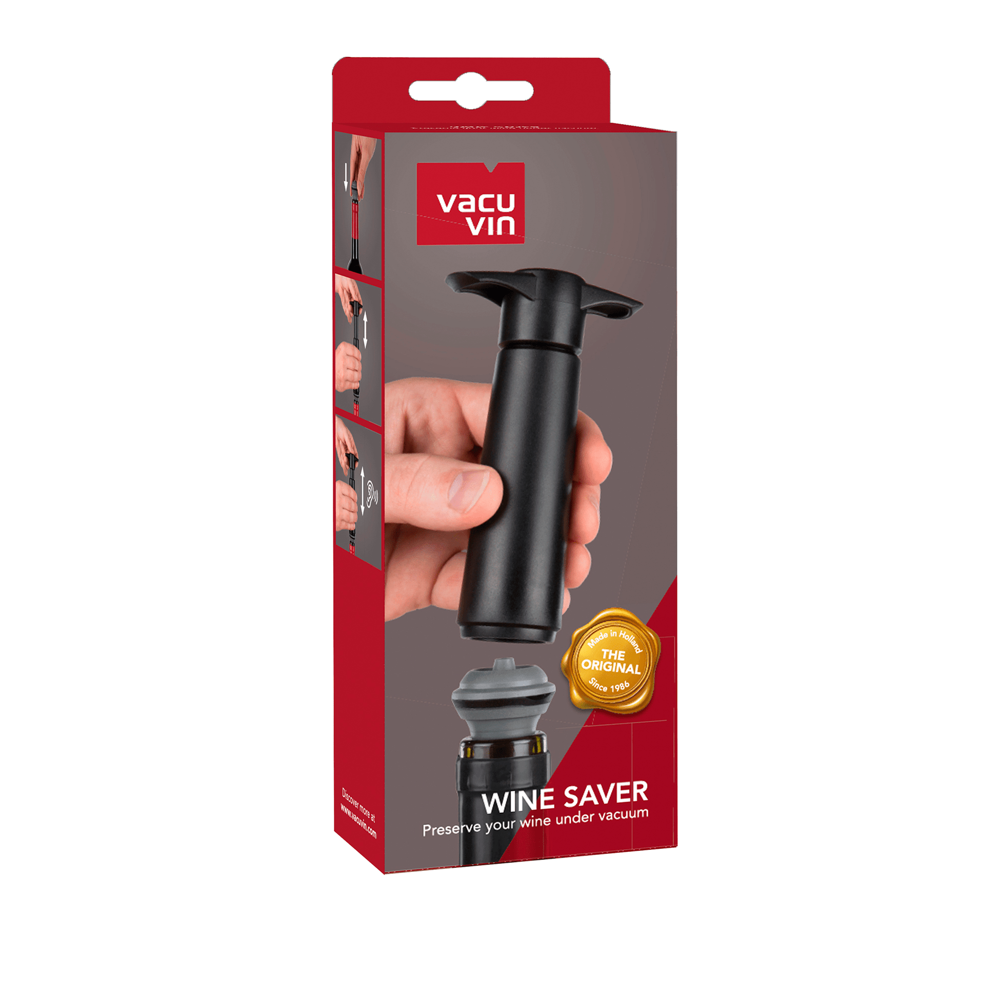 Barware Vacu Vin Wine Saver Giftpack Black (1 pump, 2 stoppers)