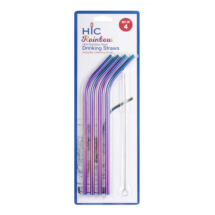 Rainbow Drinking Straws with Brush