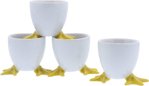 White Chicken Footed Egg Cup with Yellow Feet Set of 4