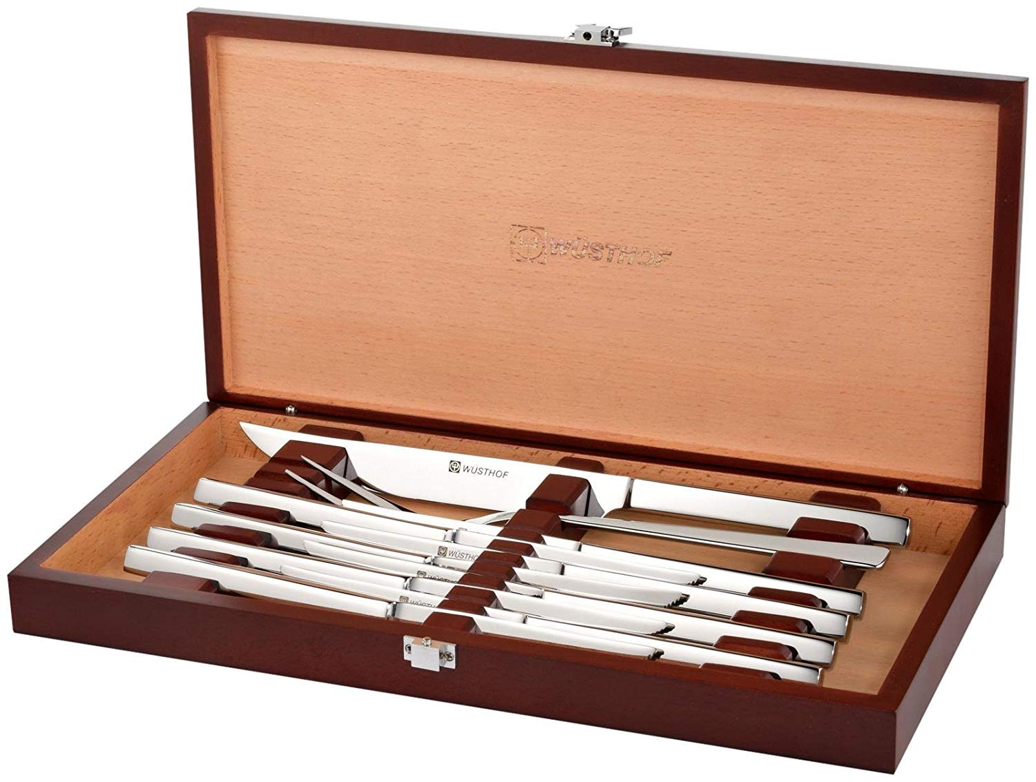 Wusthof Stainless 10-Piece Steak Knife & Carving Set, Rosewood