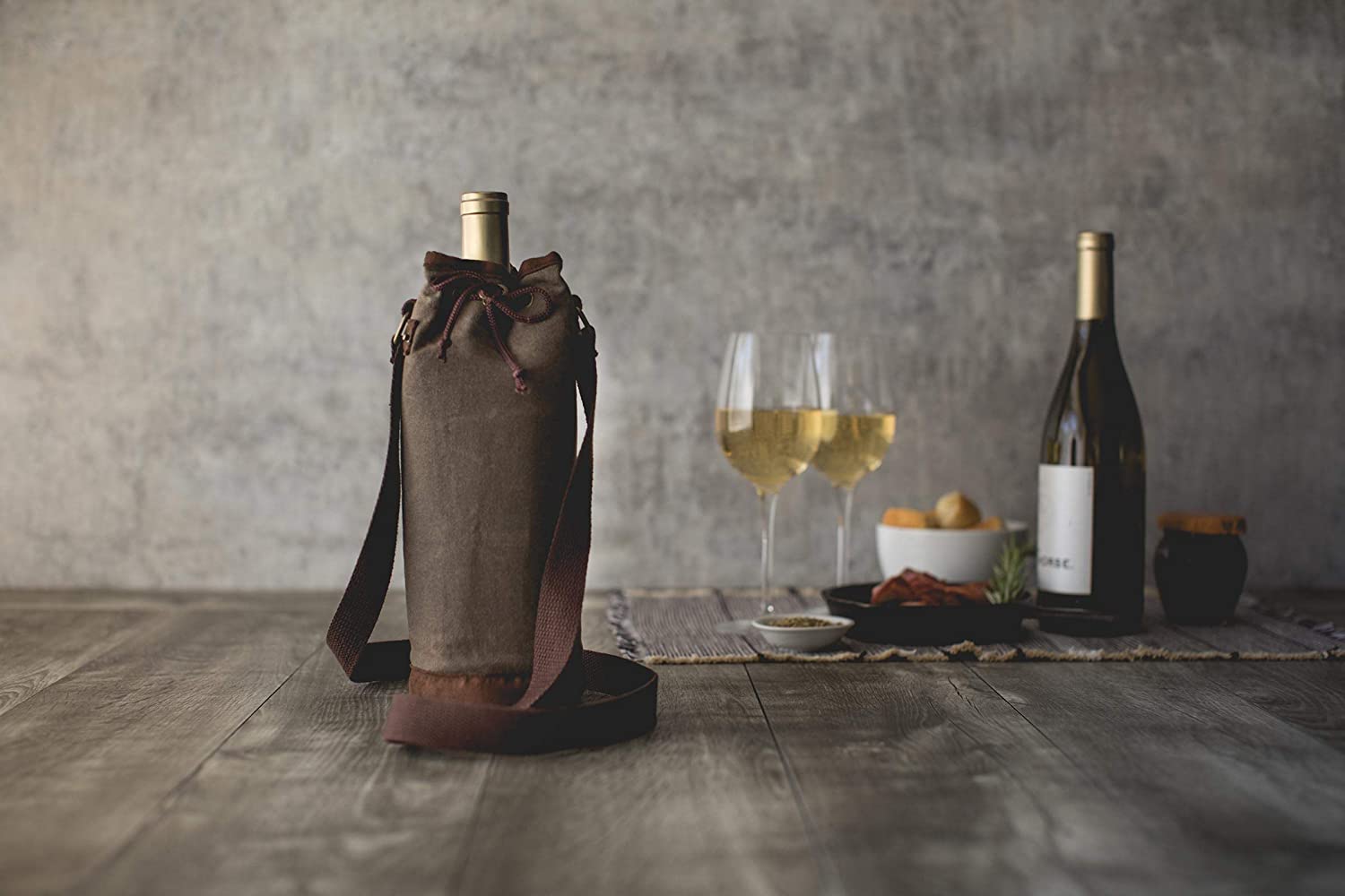 Picnic Time Wine Tote Waxed Canvas