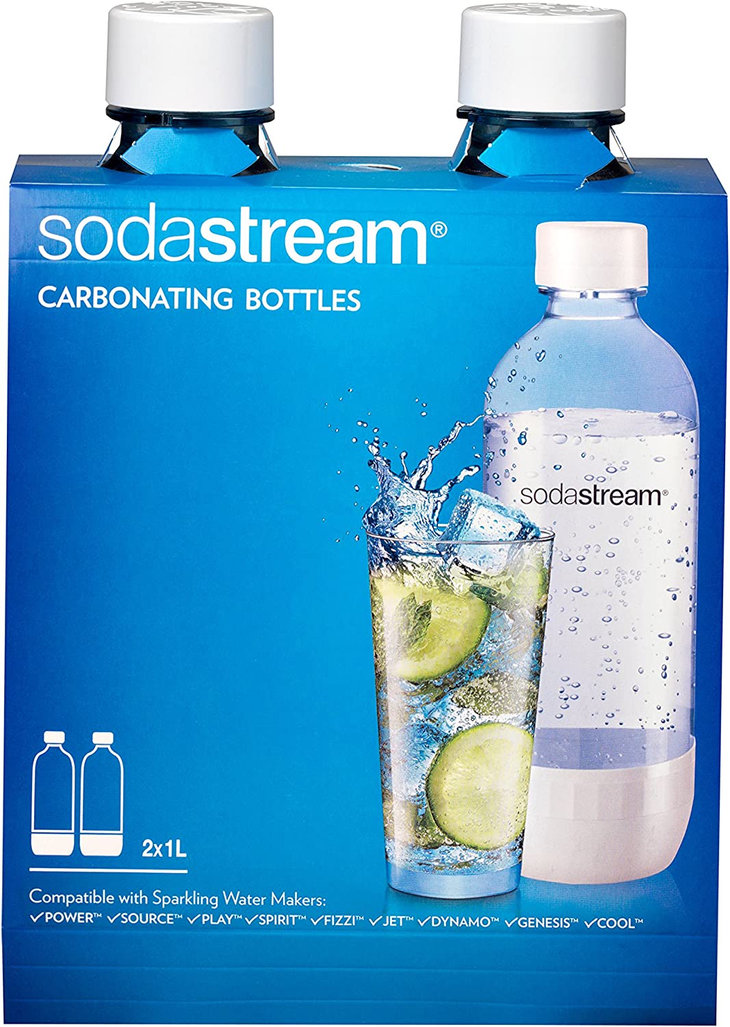 Sodastream Carbonating Bottle 1L Set/2 White