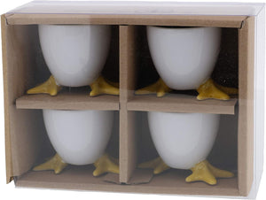 White Chicken Footed Egg Cup with Yellow Feet Set of 4