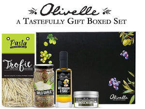 Olivelle Gift Set - Wild Mushroom & Sage Olive Oil, Trofie Pasta, Mediterranean Rosemary Rub, and Wild Garlic Dried Herb Blend