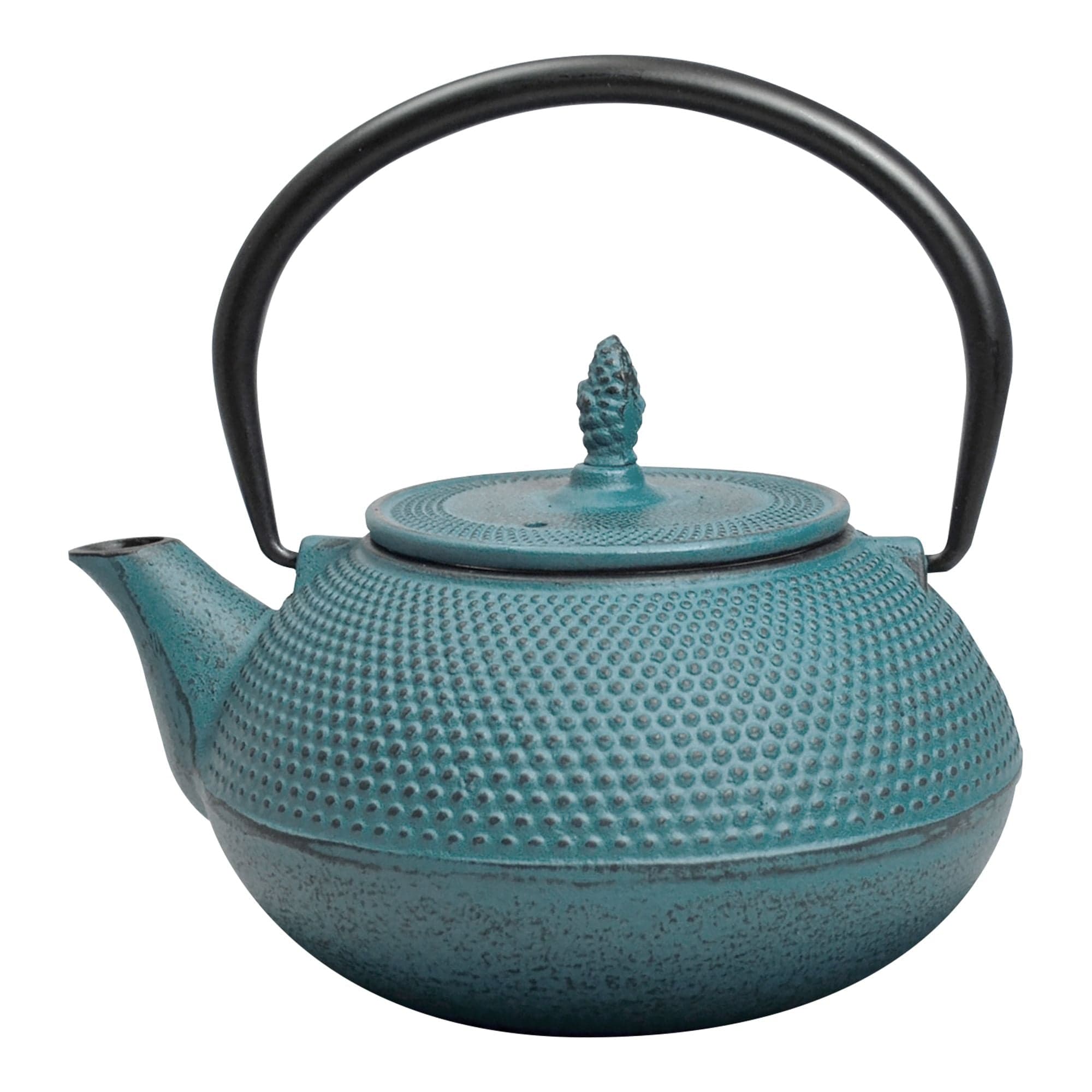 Coffee & Tea Arare Cast Iron Teapot 40 fl. oz. Teal w/trivet