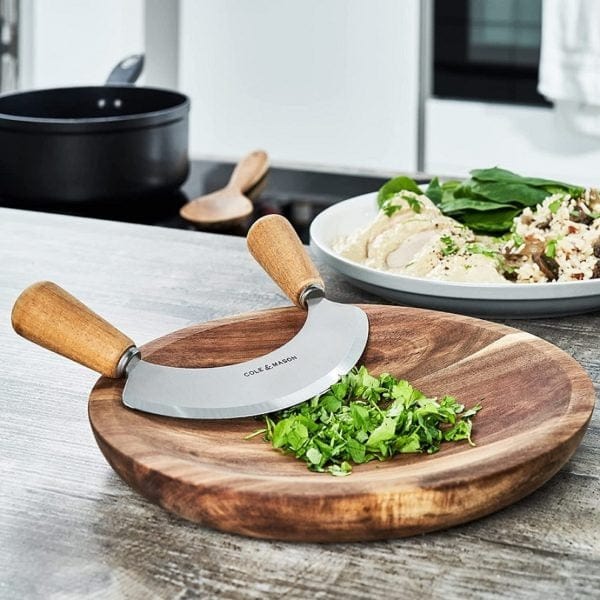 Table & Counter Accessories Ashden Acacia Wood Mezzaluna with Board