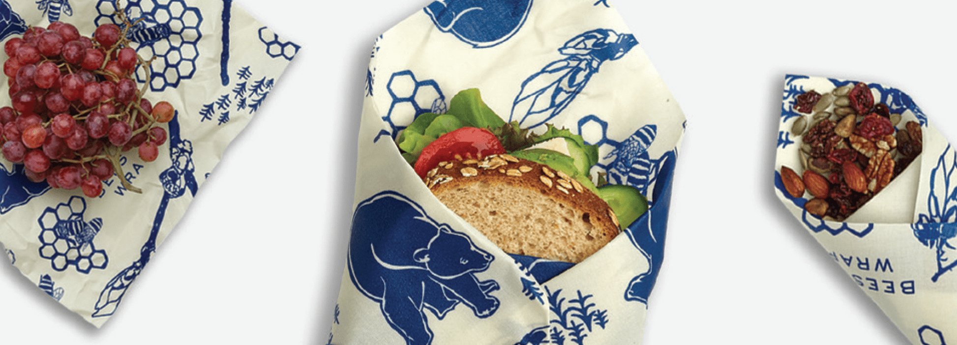 Travel & Storage Bee's Wrap Lunch Pack - Bees + Bears Print