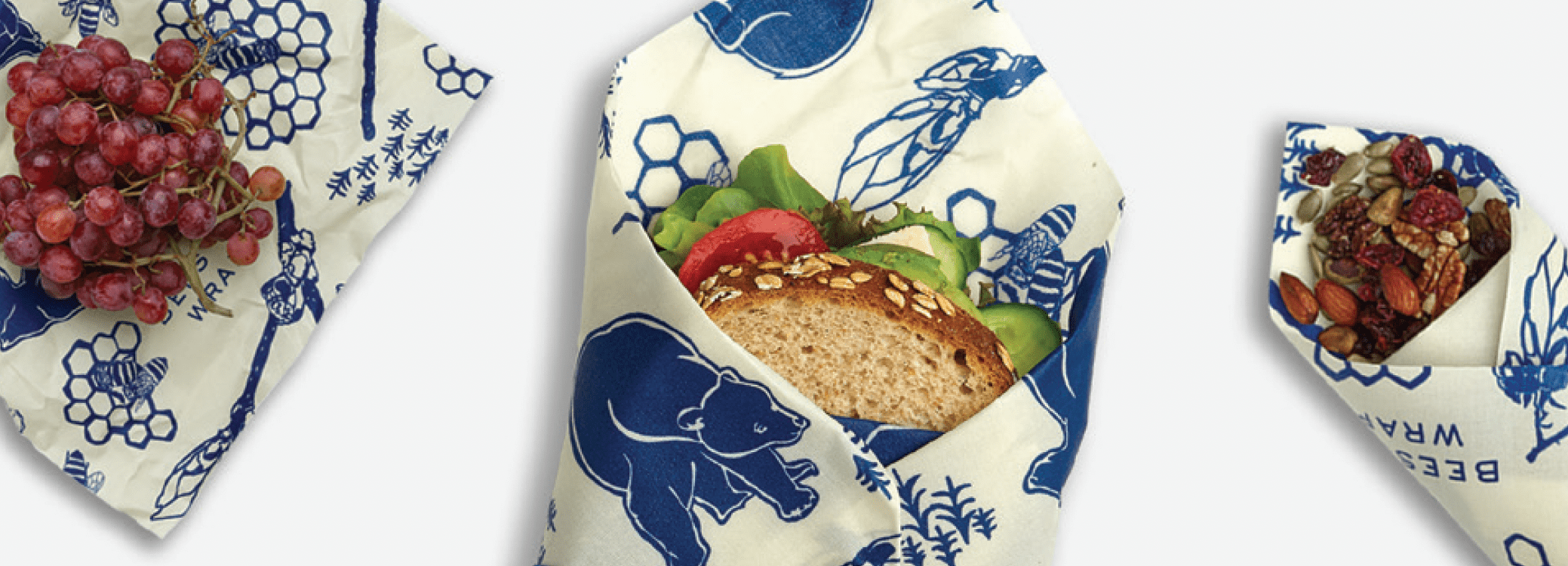 Travel & Storage Bee's Wrap Lunch Pack - Bees + Bears Print