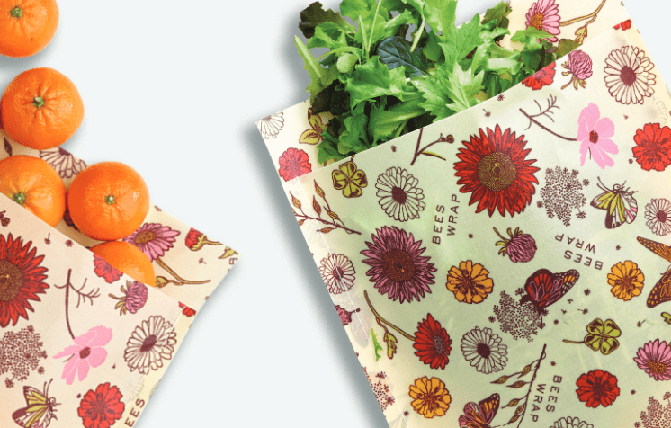 Travel & Storage Bee's Wrap Produce Bag Vegan Meadow Magic - 2 Pack