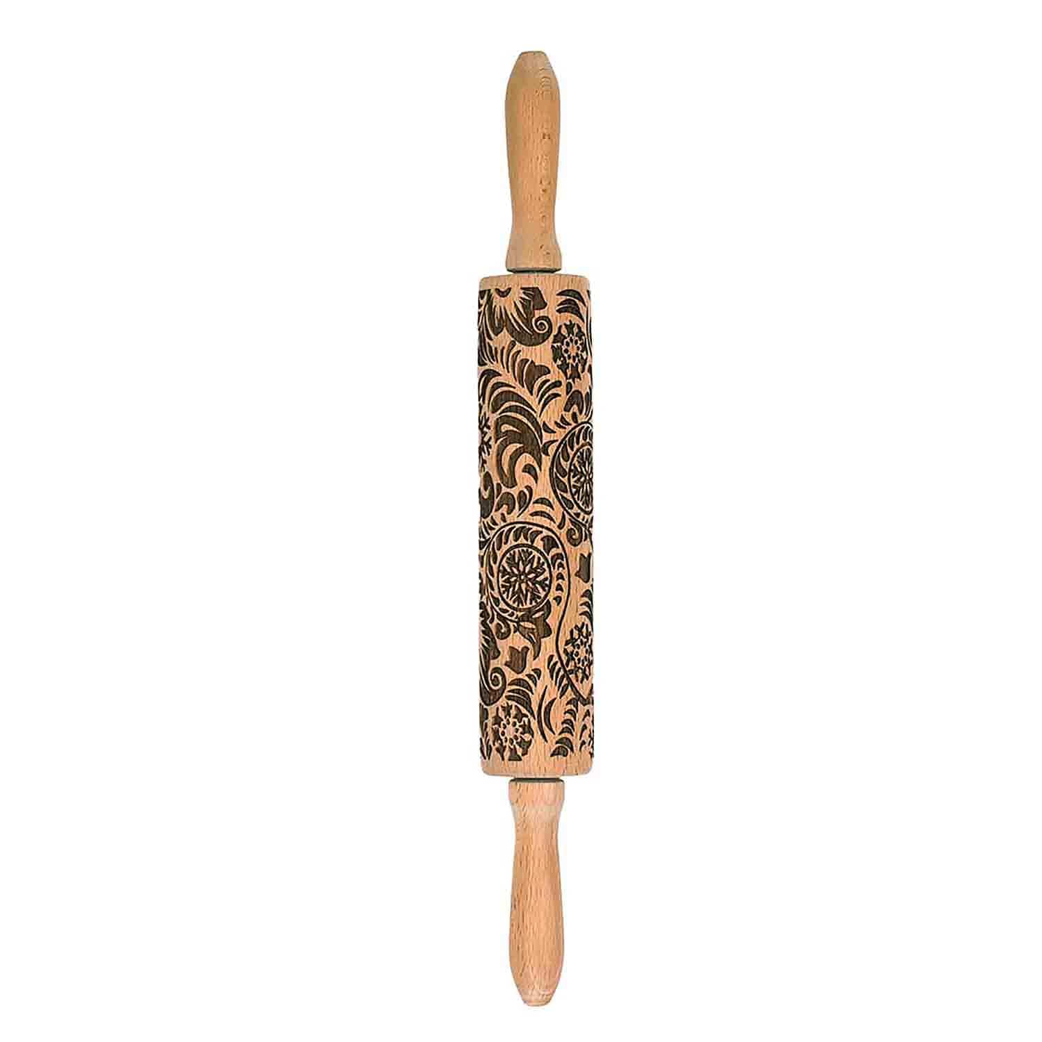 Bakeware Beechwood Rolling Pin - Paisley