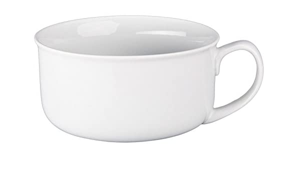 Tabletop White Porcelain Soup Bowl With Handle