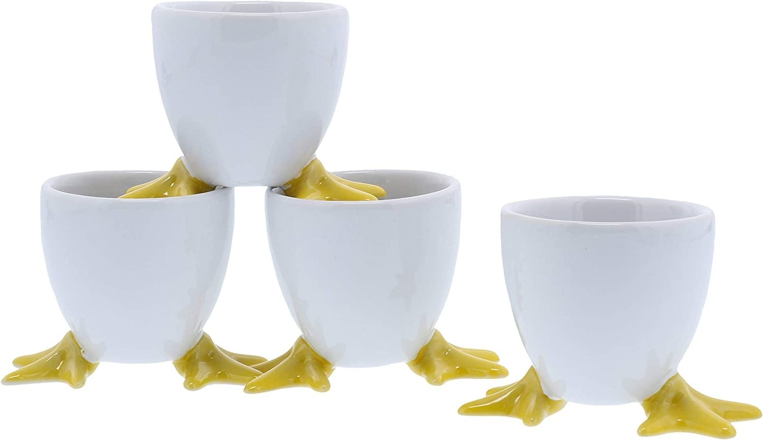 Table & Counter Accessories White Chicken Footed Egg Cup with Yellow Feet Set of 4