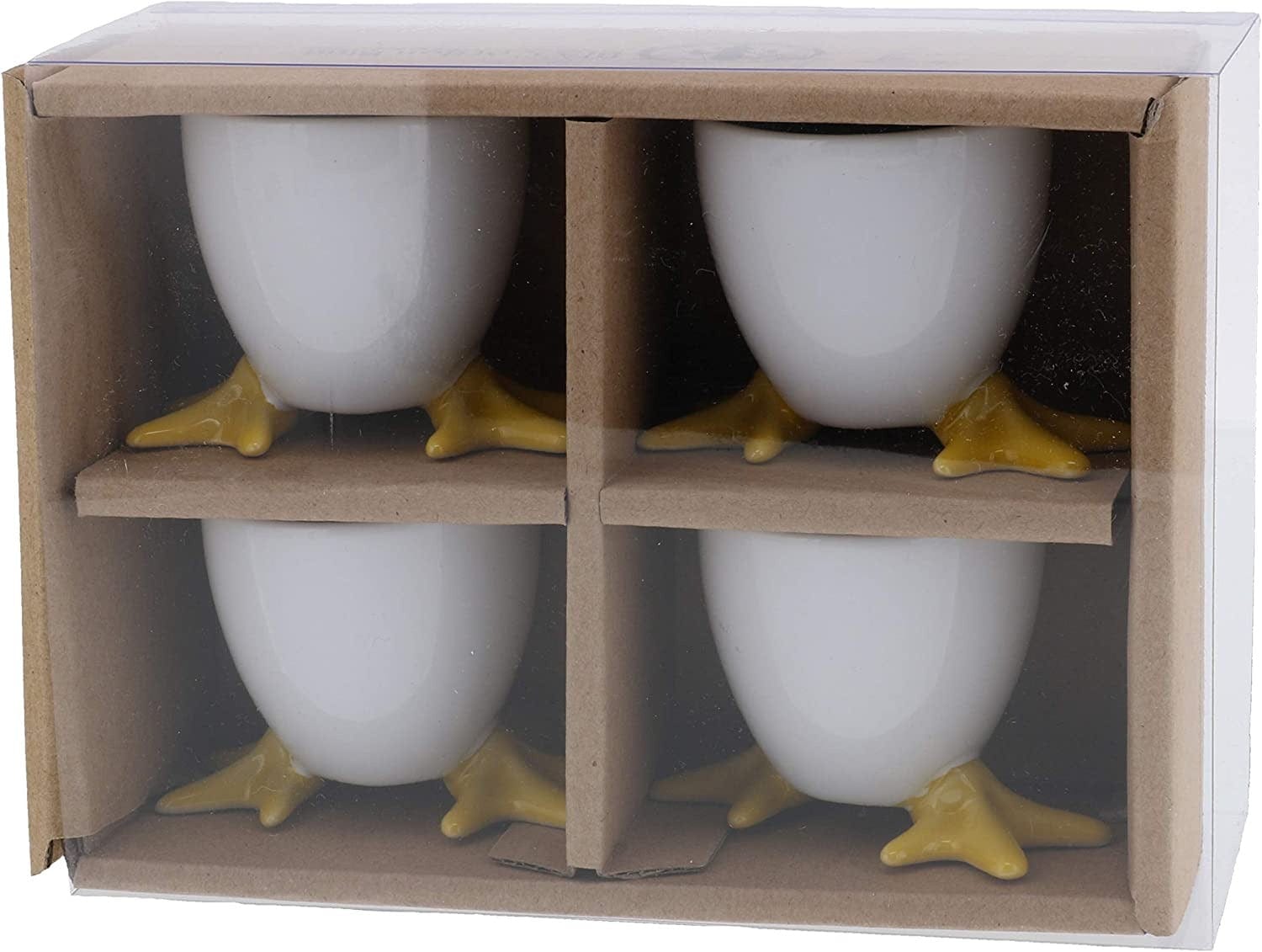 Table & Counter Accessories White Chicken Footed Egg Cup with Yellow Feet Set of 4