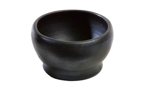 Chamba Cookware Authentic Chamba Bowl with Base - Elegant, All-Natural Black Clay Dish for Soups, Salads and Serving - Handmade in Colombia