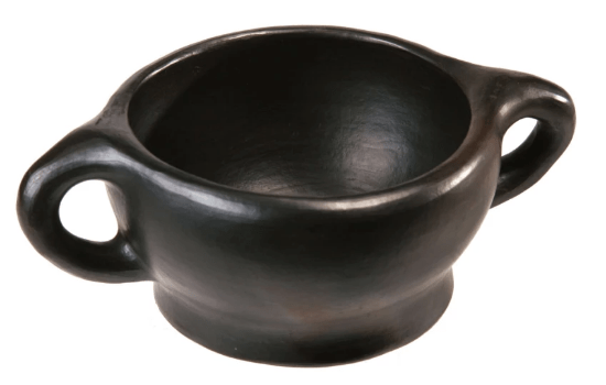 Chamba Cookware Authentic Chamba Bowl with Handles - Elegant, All-Natural Black Clay Dish for Soups, Salads and Serving - Handmade in Colombia