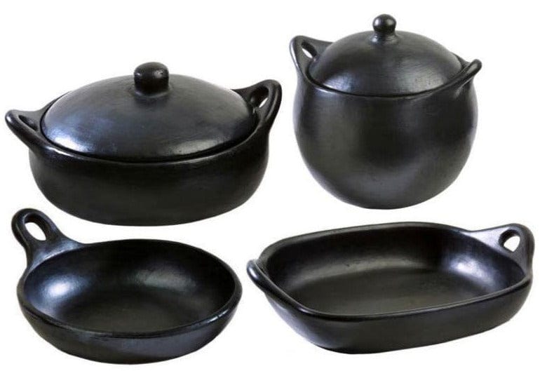 Chamba Cookware Authentic Chamba Gourmet Kitchen 4-Piece Chamba Gift Set - Black Clay Essentials for Soups, Stews, Roasts & More - Stovetop & Oven Safe – Handmade in Colombia