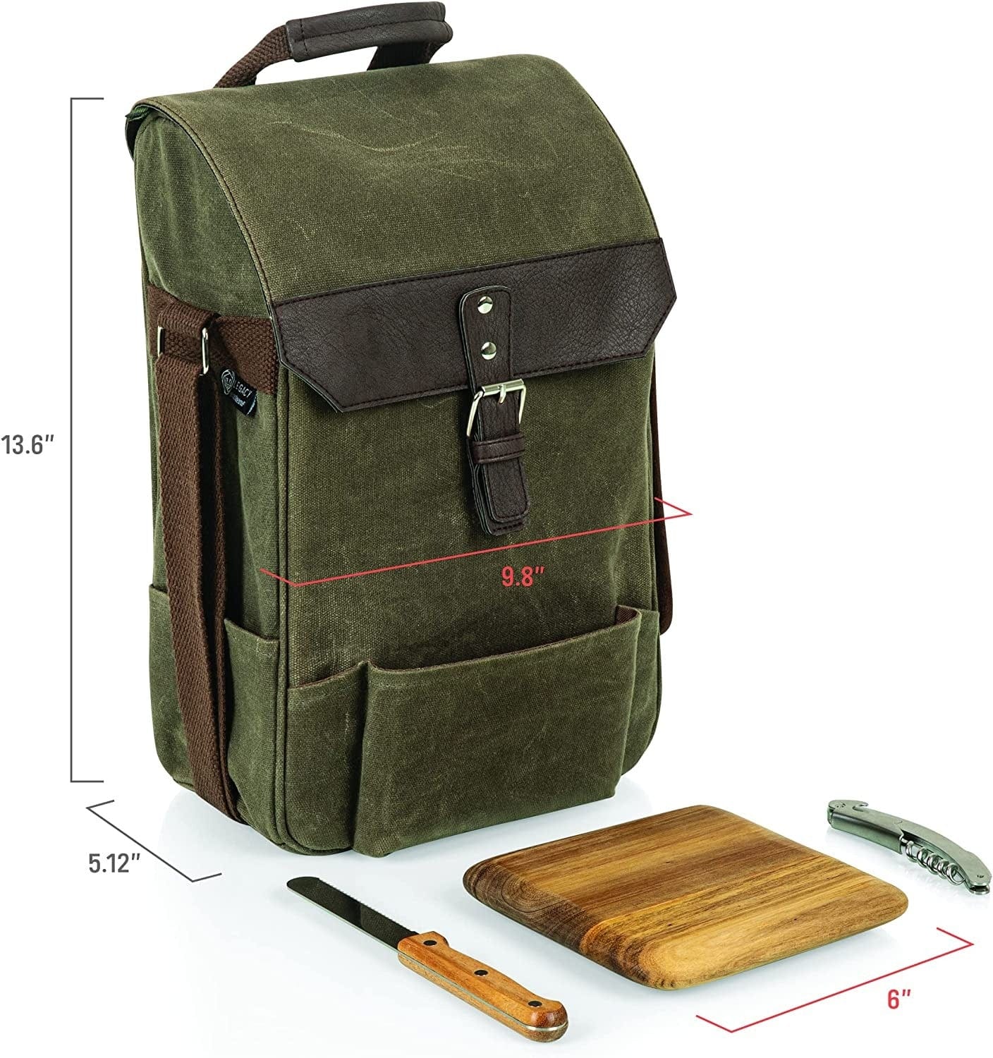 Travel & Storage Insulated Wine & Cheese Cooler Bag 2 Bottle