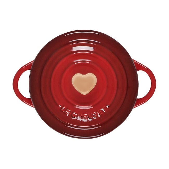Bakeware Le Creuset Mini Cocotte, Cerise with Rose Gold Heart Knob