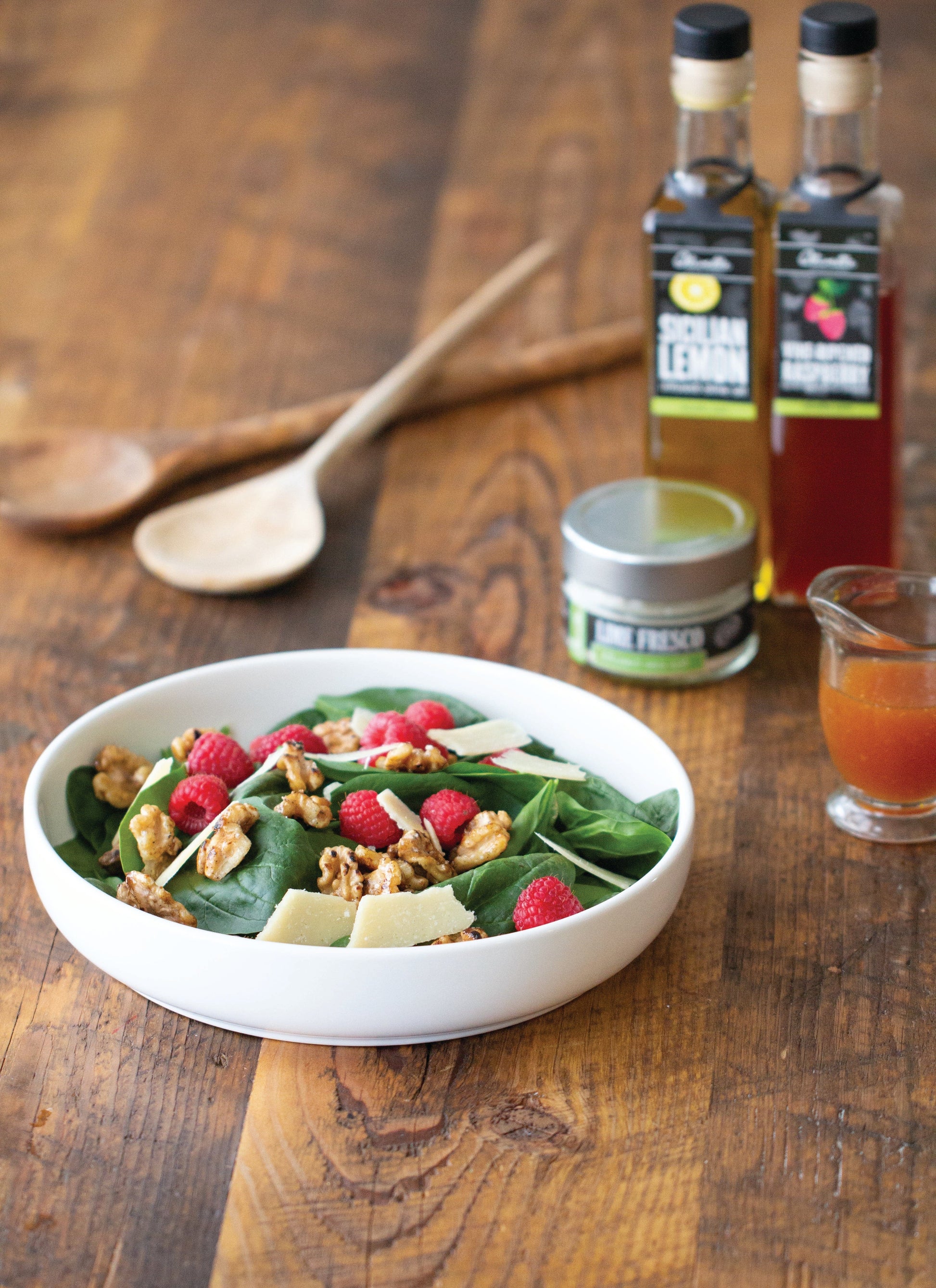 Food Olivelle Sicilian Lemon Olive Oil, Raspberry Balsamic Vinegar, Vanilla Bean Salt, and Dressing Shaker Bottle