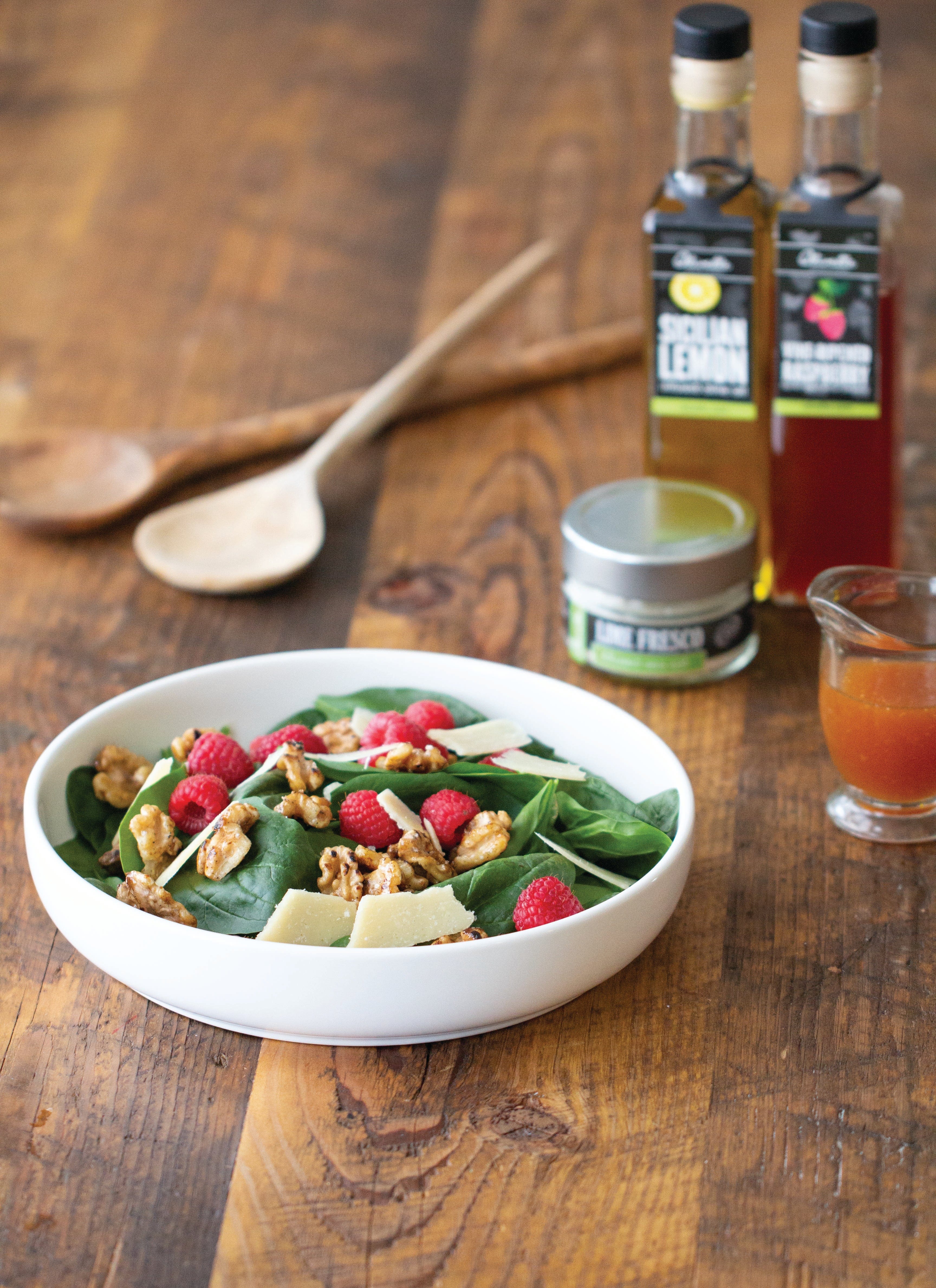 Food Olivelle Sicilian Lemon Olive Oil, Raspberry Balsamic Vinegar, Vanilla Bean Salt, and Dressing Shaker Bottle