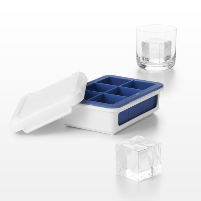Large Ice Cube Tray With Lid Stackable Big Silicone Square Ice