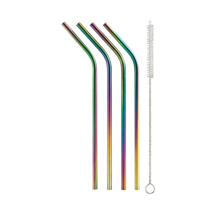 Travel & Storage Rainbow Drinking Straws with Brush