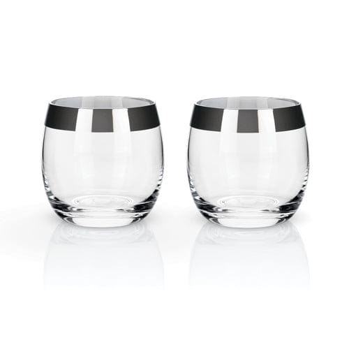 Glassware True Fabrications Viski Chrome Rim Tumblers - Set of 2