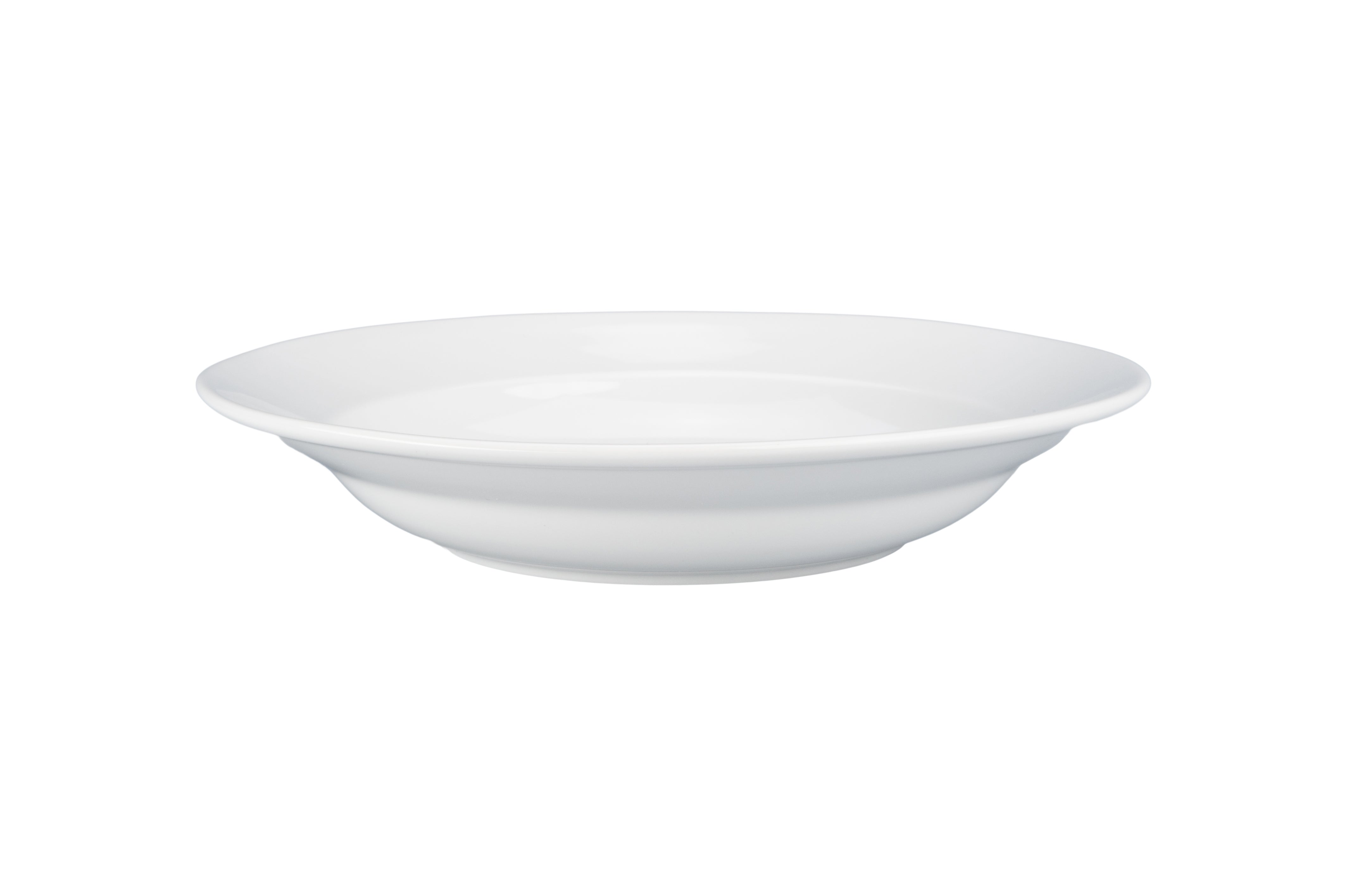 Tabletop White Porcelain Bistro Rim Soup Bowl, 9.5"